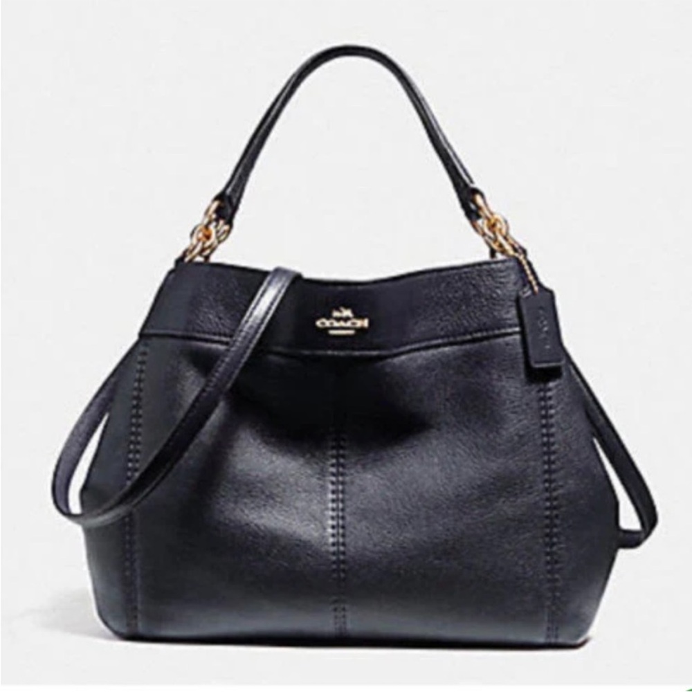 Coach “Lexy” Black Leather Shoulder Bag
